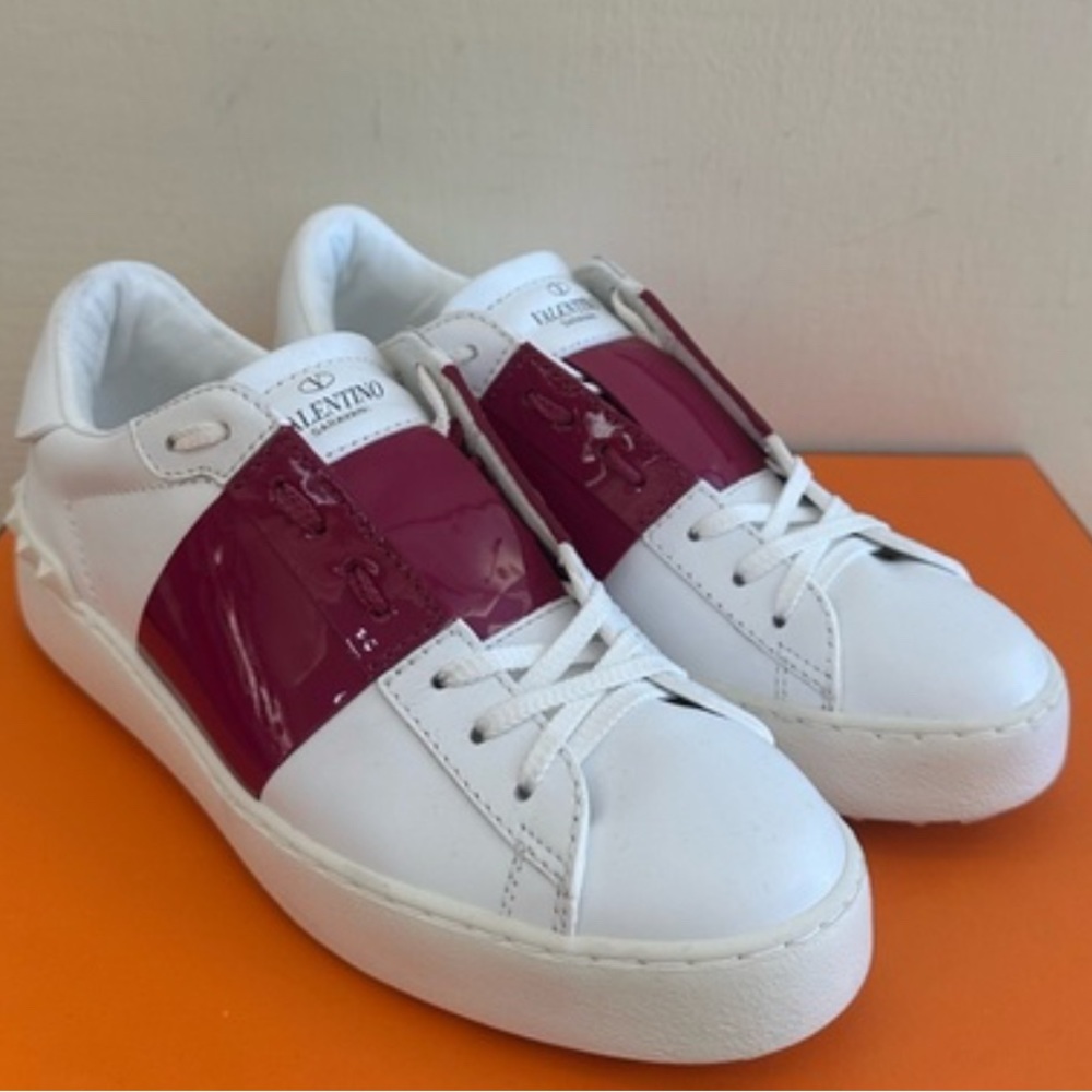 Valentino White and Pink Sneakers Sleek Design